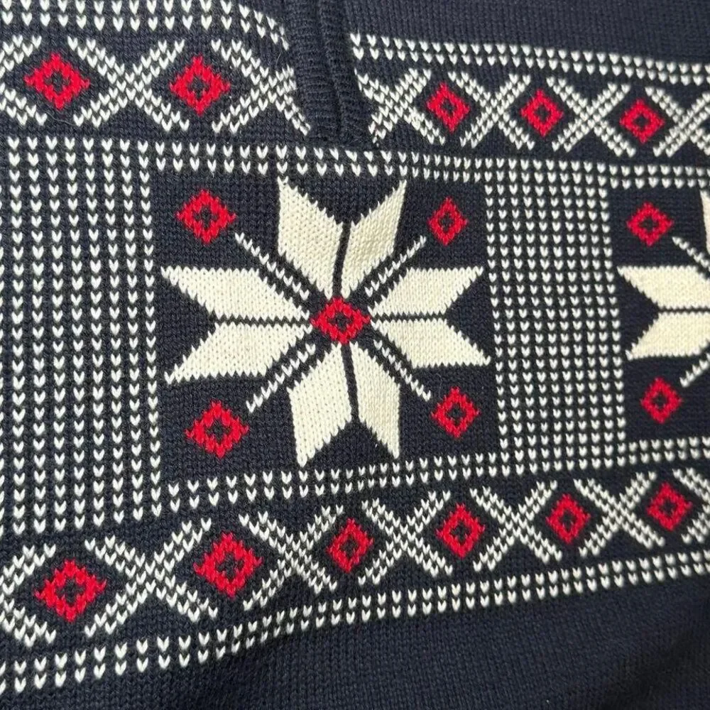 Original Weatherproof Vintage Mens Navy Blue Snowflake‎ Geometric Sweater Large
